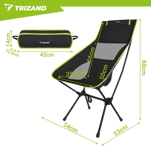 Trizandi kerge kokkupandav kalastustool kandekotiga, 41 × 52 × 86 cm