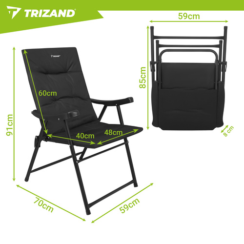 Trizandi kokkupandavad käetugedega matkatoolid, 2 tk, 59 × 70 × 91 cm