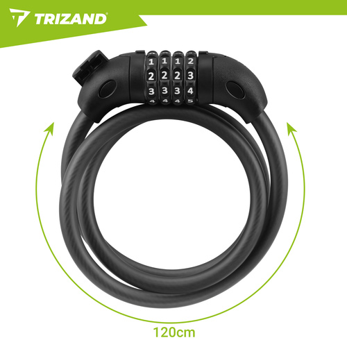 Trizandi koodiga jalgratta trosslukk, 120 cm, 13,5 mm