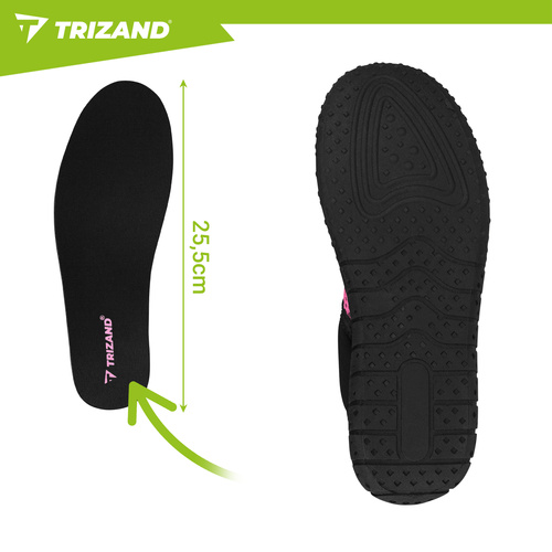 Trizandi musta-roosad veejalatsid, suurus 38, 5 mm libisemisvastane tald