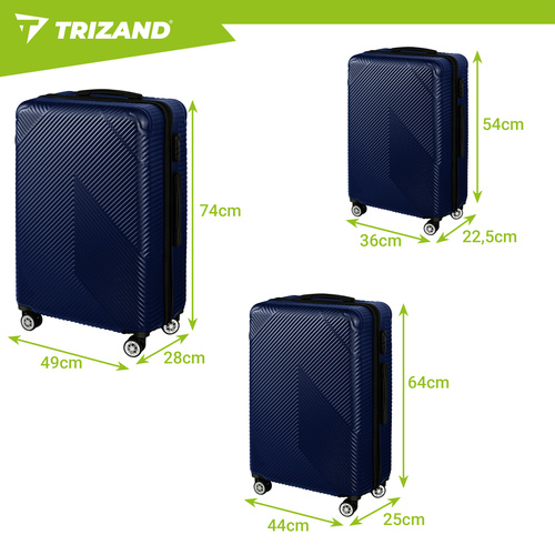 TRIZANDi neljarattaliste reisikohvrite komplekt, 3 tk, tumesinine