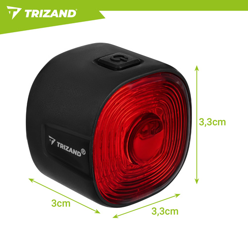 Trizandi punane LED-jalgratta tagatuli, USB-C, 6 režiimi, IP66