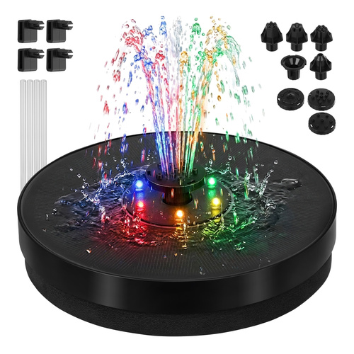 Ujuv päikesepurskkaev RGB-valgustusega
