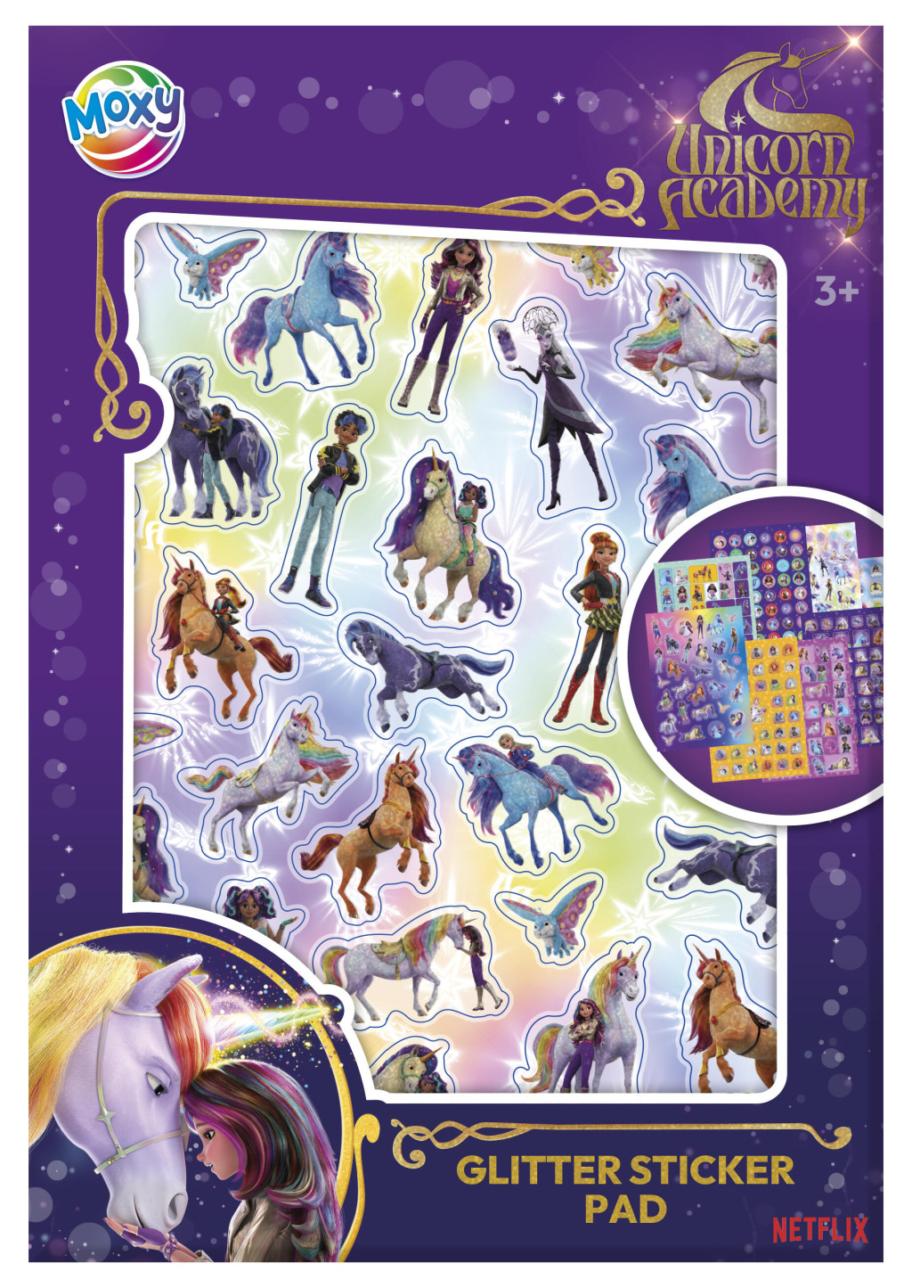 Unicorn Academy Magic glitter kleepsualbum with 8 sheets – tootepilt
