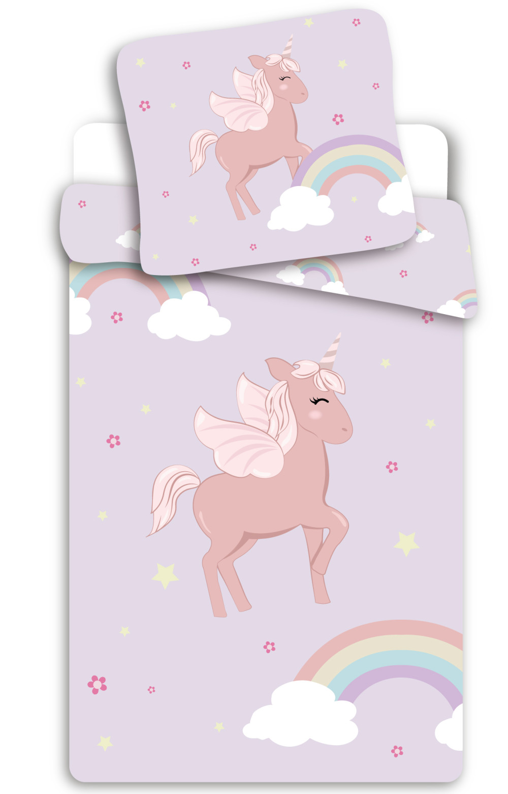 Unicorn Cloudy Pink voodipesukomplekt 140x200cm, 70x90 cm – tootepilt