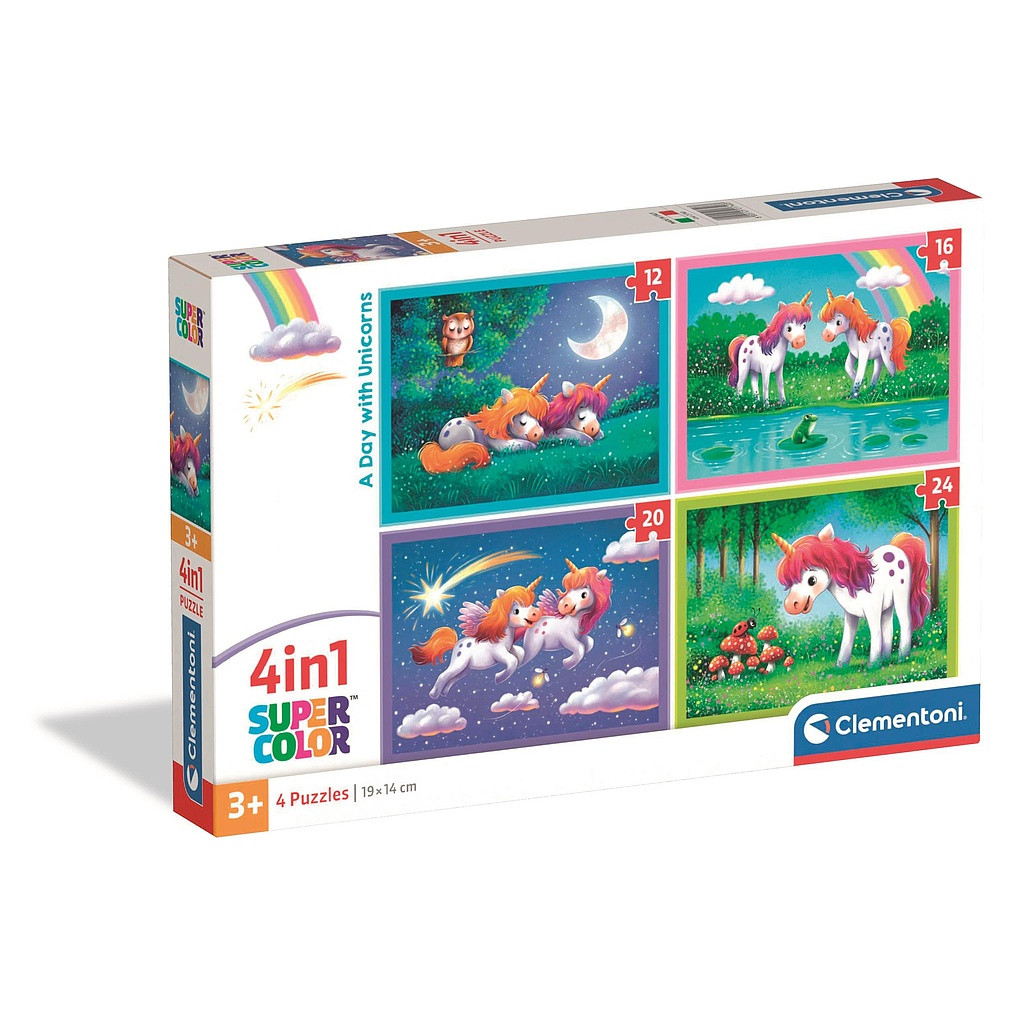 Unicorn One Day 4-in-1 puslekomplekt Clementoni – tootepilt