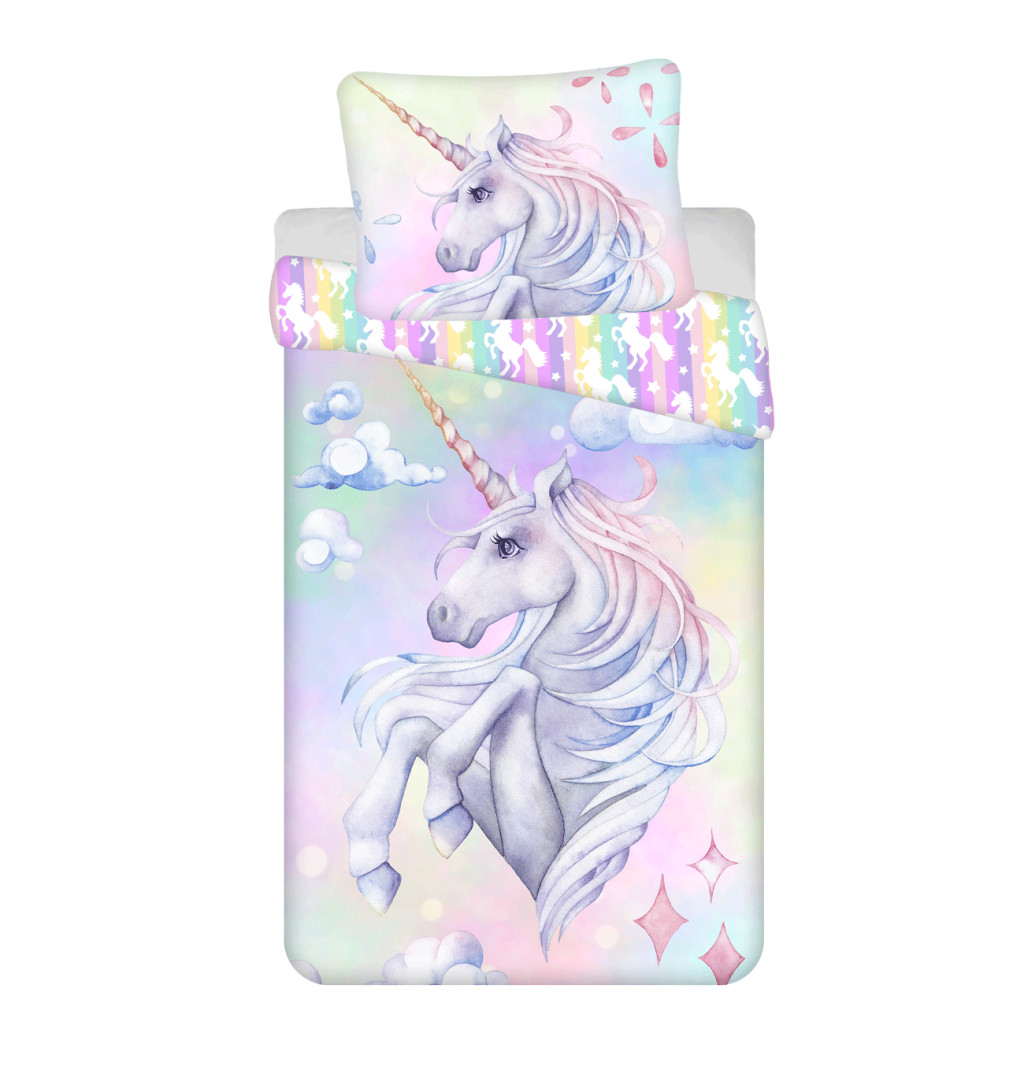 Unicorn Pastel Rainbow voodipesukomplekt 140x200cm, 70x90 cm – tootepilt