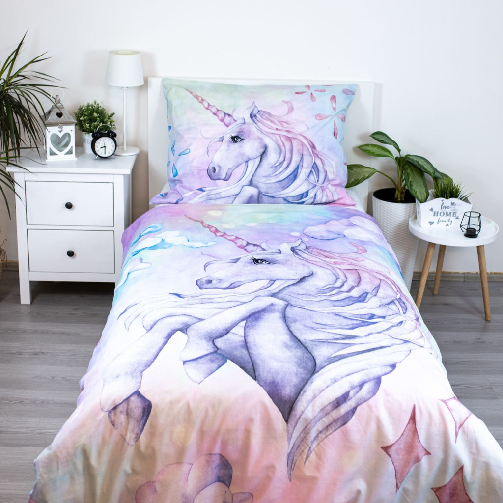 Unicorn Pastel Rainbow voodipesukomplekt 140x200cm, 70x90 cm – detailvaade 2