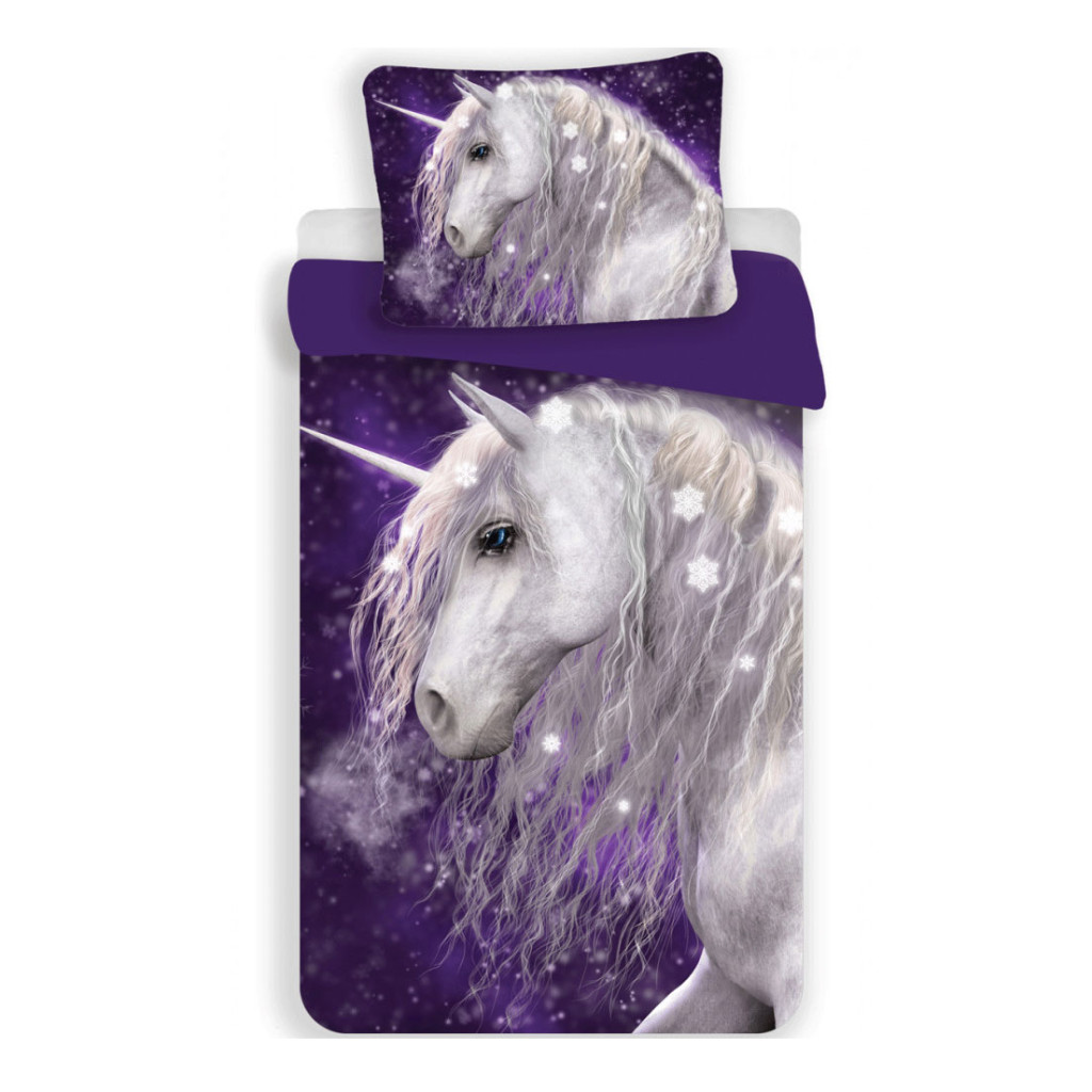 Unicorn Purple children's voodipesukomplekt 100x135 cm, 40x60 cm – tootepilt