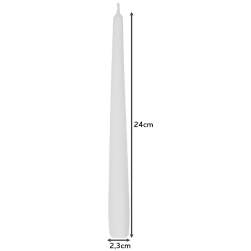 Valged koonusküünlad, 24,5 cm, 40 tk