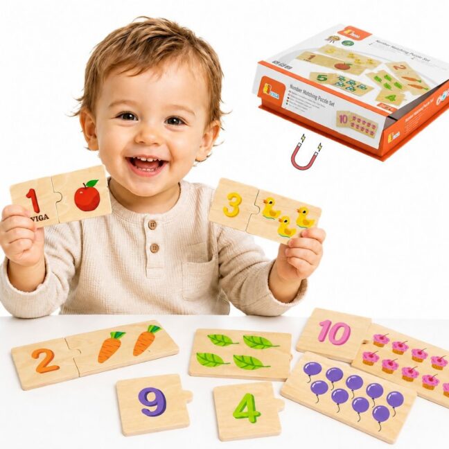 VIGA Montessori puidust numbrite sobituspusle