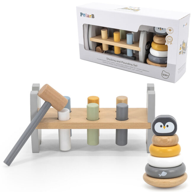 püramiid penguin haamer punch – VIGA PolarB komplekt puidust püramiid + Penguin haamer Punch Montessori