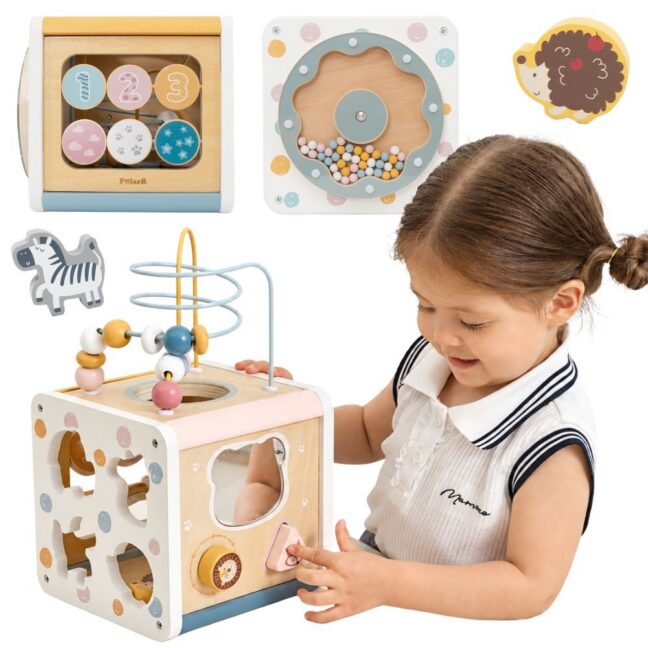 VIGA PolarB puidust Activity Cube 7-in-1 Sorter Maze Animals 12m+