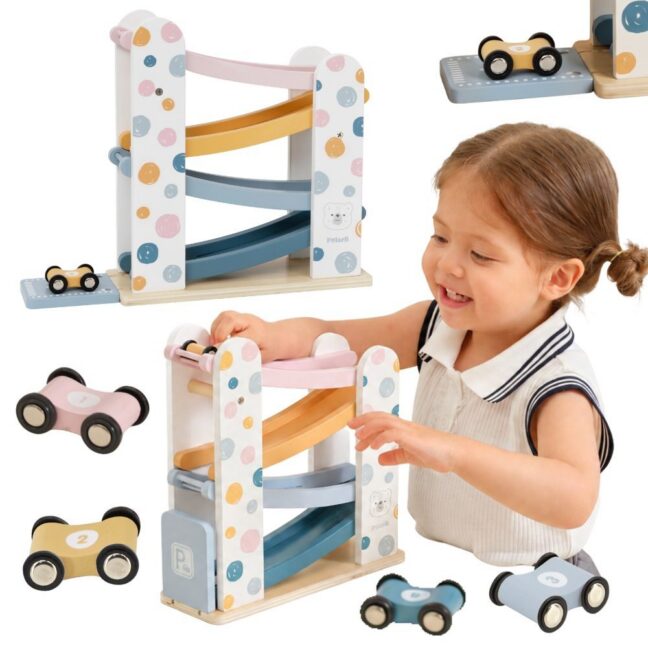 VIGA PolarB puidust Car Track Slide Parking 4 Cars 18m+