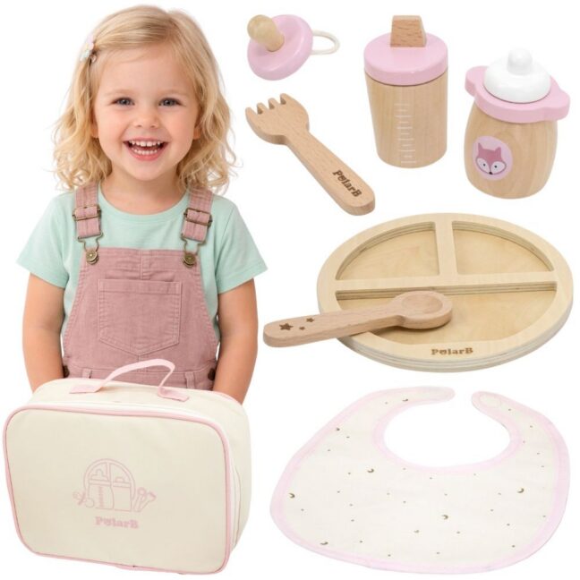 VIGA PolarB puidust Doll Feeding Bag komplekt - with Bottle and Bib