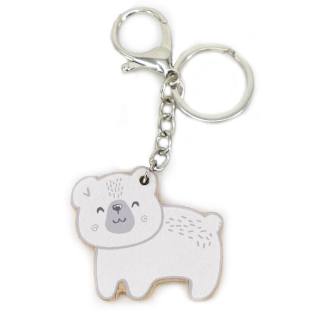 keychain valge teddy karu – VIGA PolarB puidust Keychain valge Teddy karu Keyring