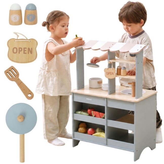 VIGA PolarB puidust Kitchen 2-in-1 Shop Stand tarvikutega lastele 3+