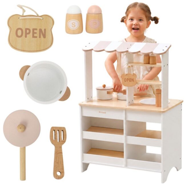 VIGA PolarB puidust Kitchen 2-in-1 Shop valge Kitchen Accessories Stand