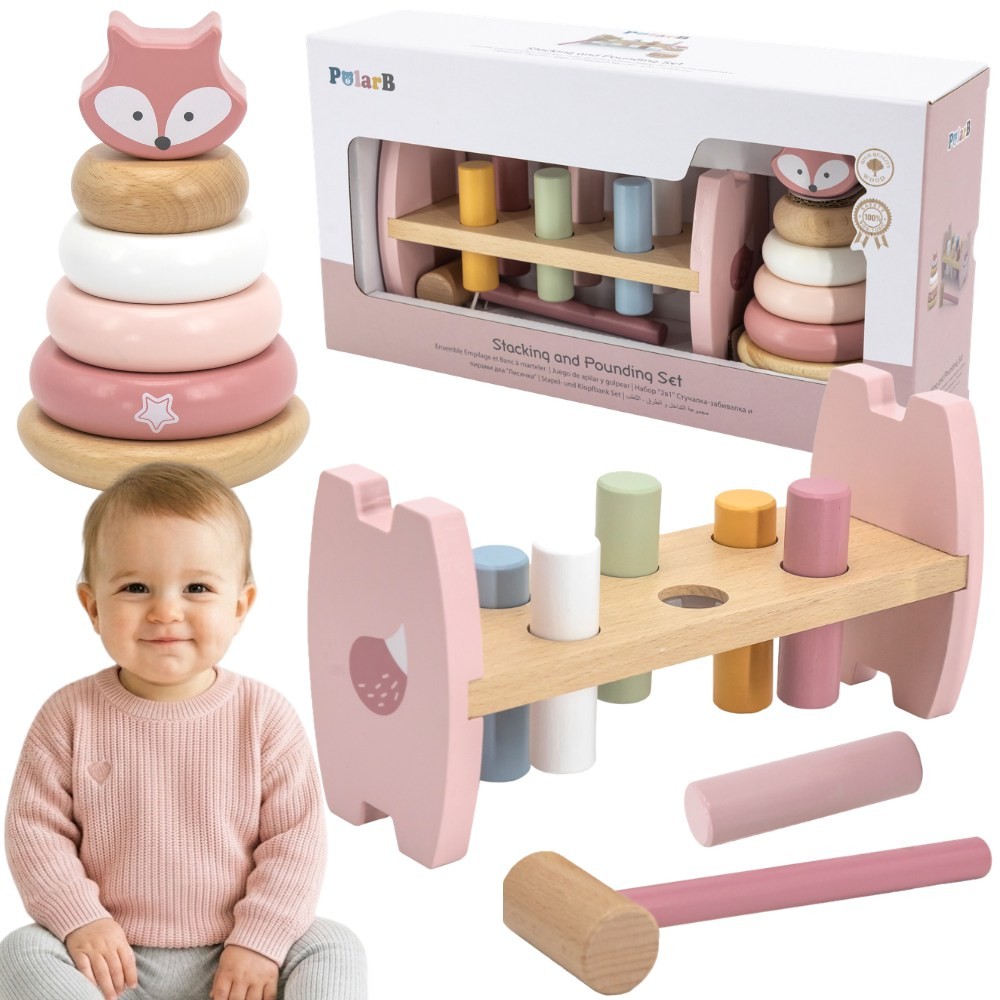 püramiid punch haamer rebane – VIGA PolarB puidust püramiid + Punch koos haamer komplekt Montessori rebane