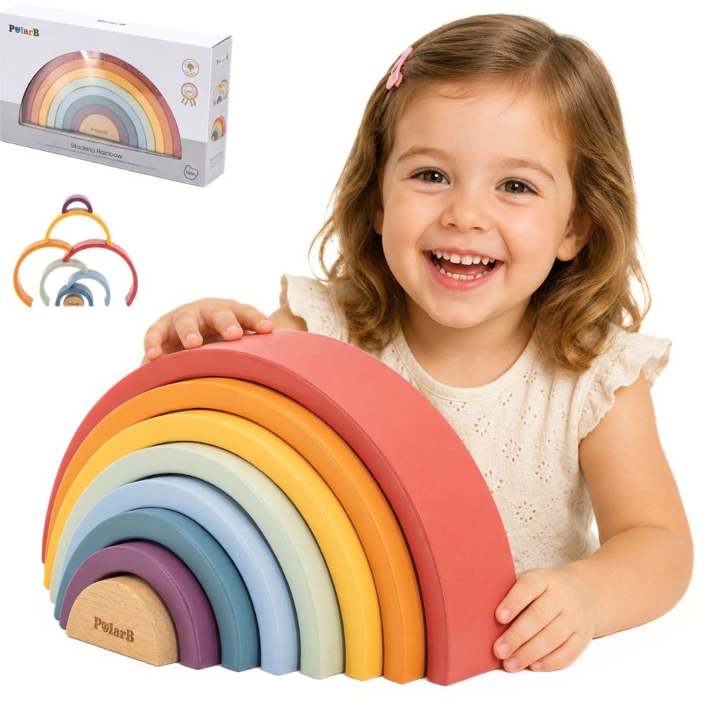 vikerkaar pusle loov 442200 – VIGA PolarB puidust vikerkaar pusle loov Montessori klotsid (442200)