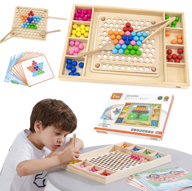 pall püüa sobitamine mäng – VIGA puidust pall püüa ja sobitamine mäng Montessori pusle