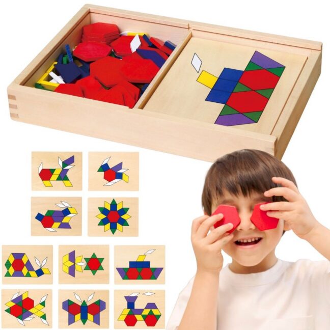 geomeetrilised mosaiik dienes klotsid – VIGA puidust geomeetrilised mosaiik Dienes klotsid Montessori Logical pusle 148 tk