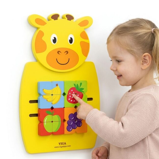 giraffe manipuleeriv tahvel mäng – VIGA puidust Giraffe manipuleeriv tahvel FSC Montessori sertifikaat – arendav mäng lapsele