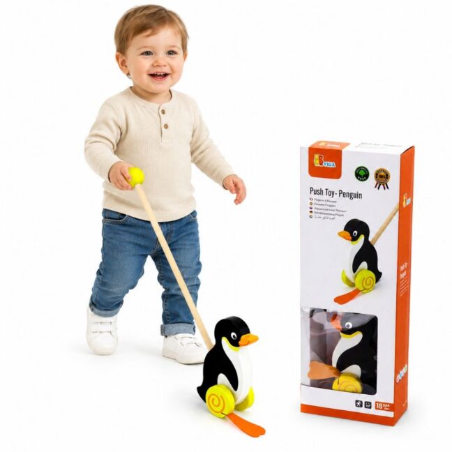 VIGA puidust lükatav pingviin