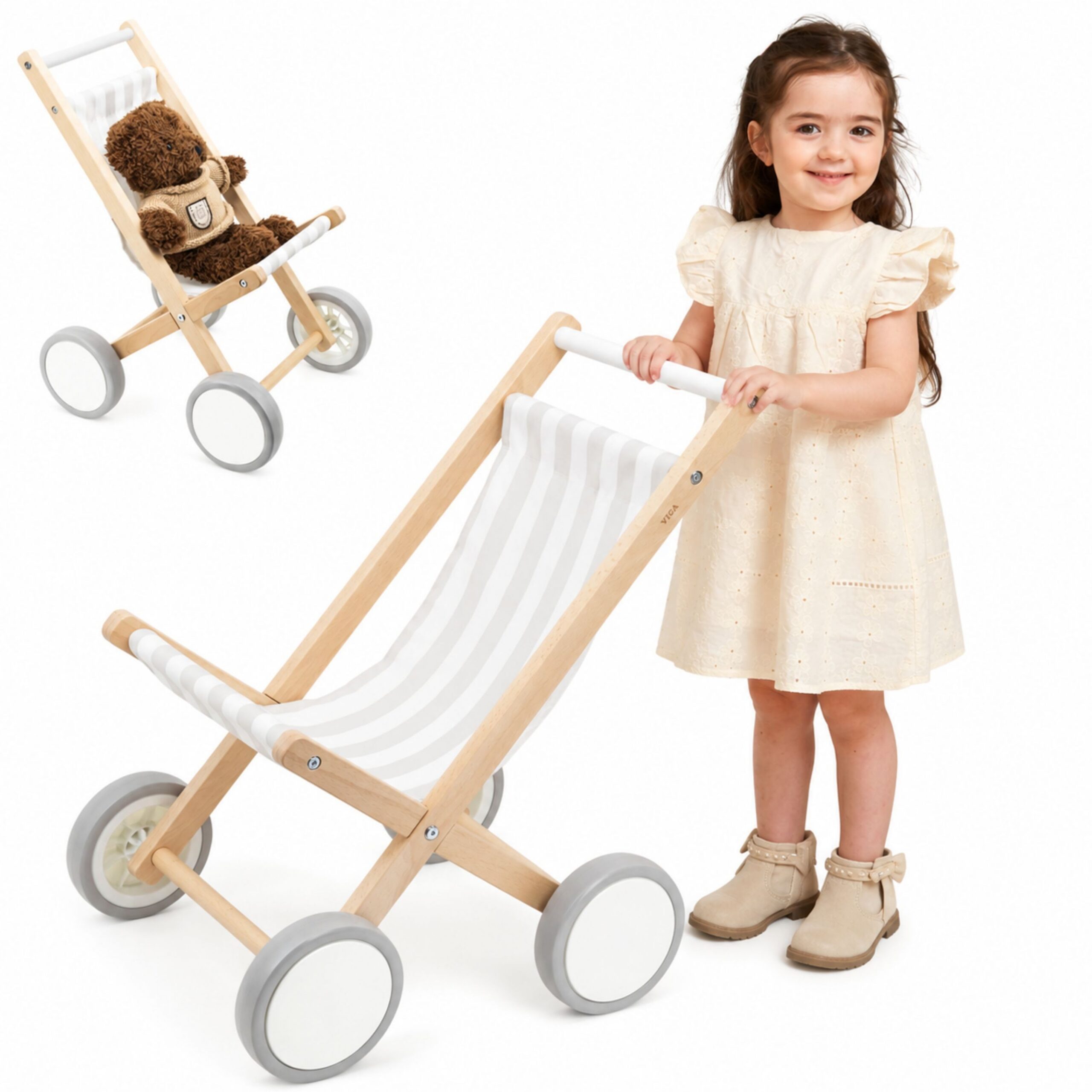 nukk stroller mäng lapsele – VIGA puidust nukk Stroller lastele – arendav mäng lapsele