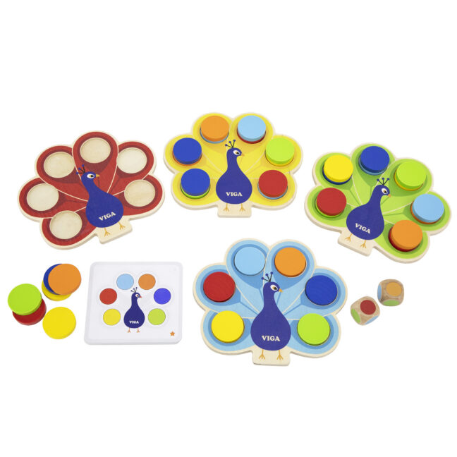 sobitamine värvid mäng peacock – VIGA puidust sobitamine värvid mäng Peacock Tail Montessori + kaardid