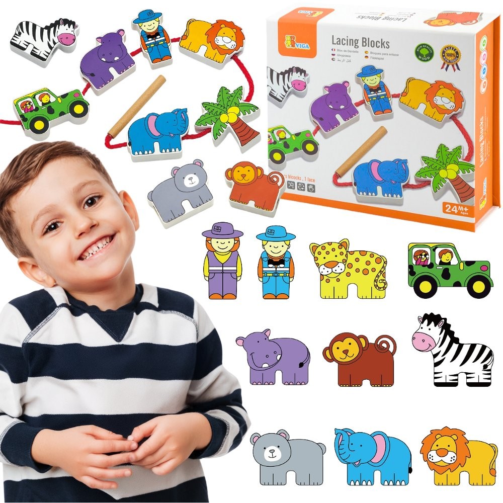 punumine mäng intertwining klotsid – VIGA puidust punumine mäng Intertwining klotsid Safari loomaaia Montessori