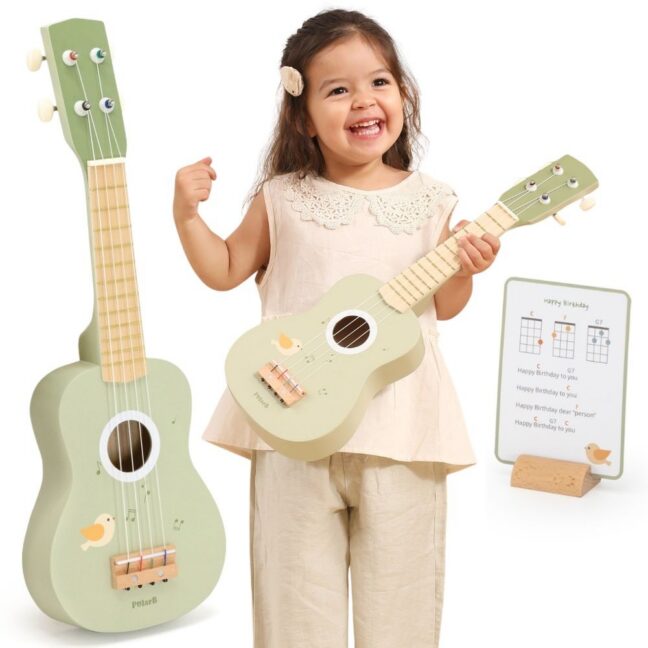 ukulele kitarr roheline muusikaline – Viga puidust ukulele ja kitarr lastele roheline koos muusikaline noodid