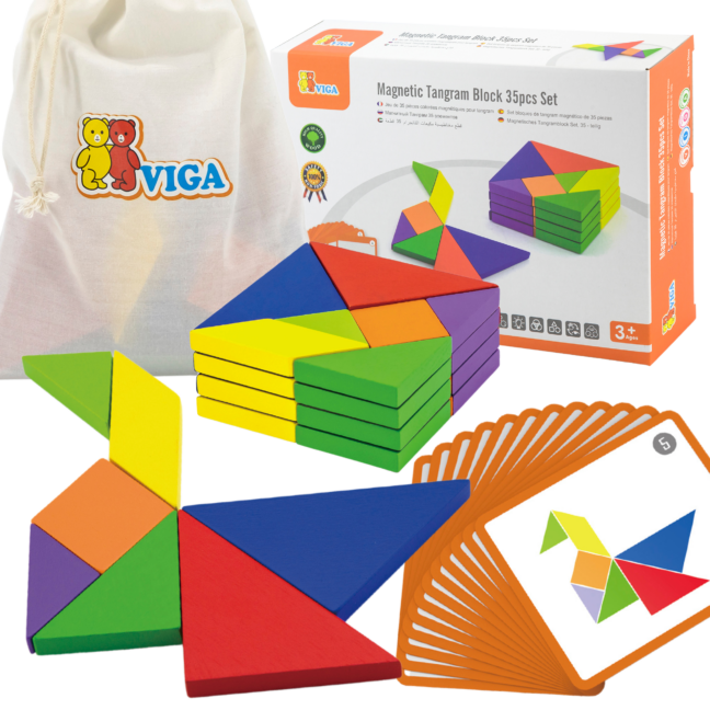 tangram loogika mäng pusle – VIGA tangram puidust loogika mäng pusle FSC Certified