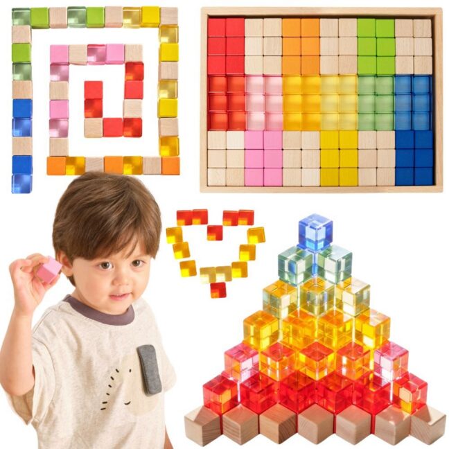 VIGA värviline Light Blocks made of Acrylic and Wood 108 tk
