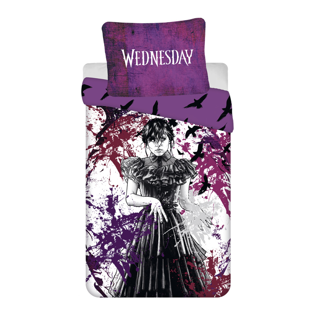 Wednesday Raven bedding cover 140x200cm, 70x90 cm mikrokiud – tootepilt