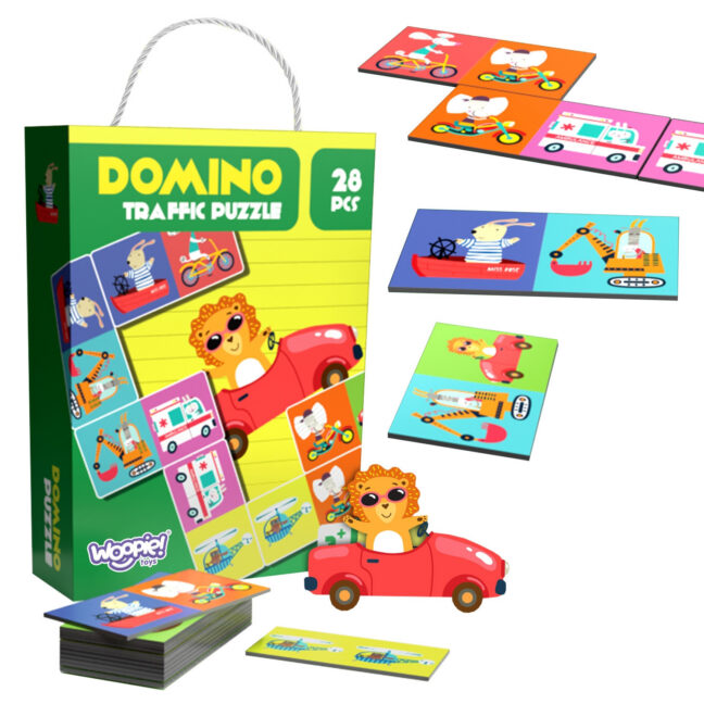 mäng transport loomad domino – WOOPIE arendav mäng transport loomad Montessori Domino pusle