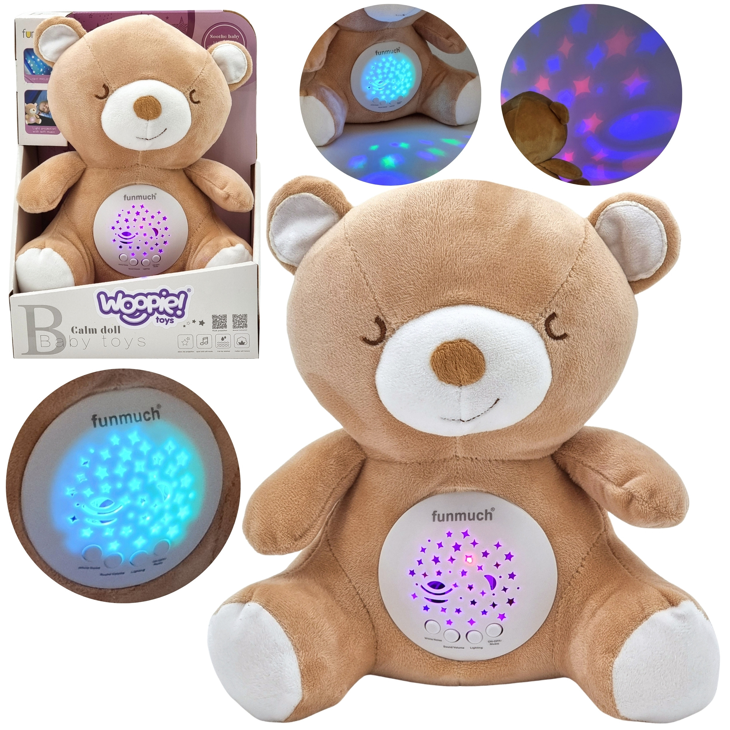 beebi 2-ühes teddy karu – WOOPIE beebi 2-ühes Teddy karu Sleeping mänguasi projektor - 10 Lullabies