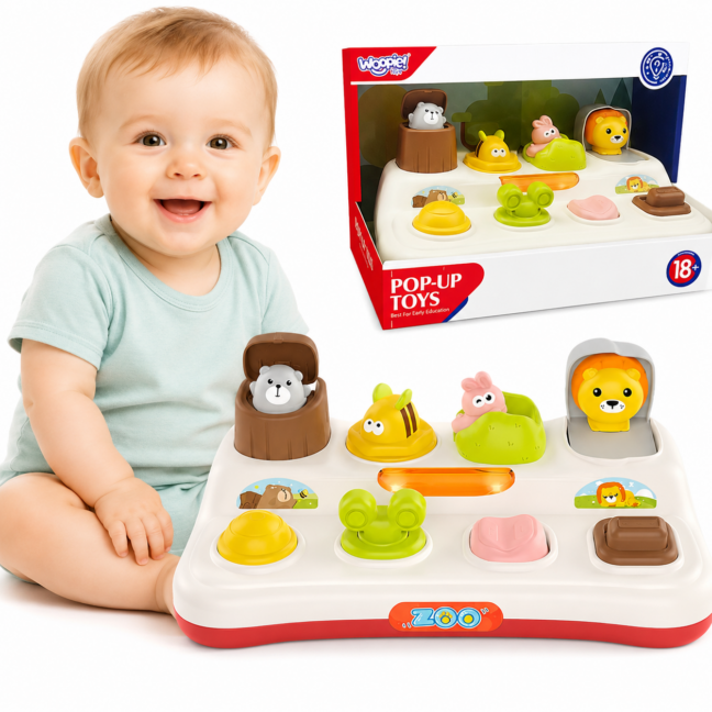 beebi pop up loomaaia – WOOPIE beebi arendav mänguasi Pop Up loomaaia loomad