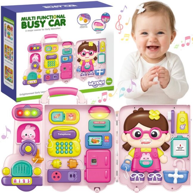 beebi interaktiivne manipulative tahvel – WOOPIE beebi interaktiivne Manipulative tahvel bussy auto kohver 3-ühes heli valgus