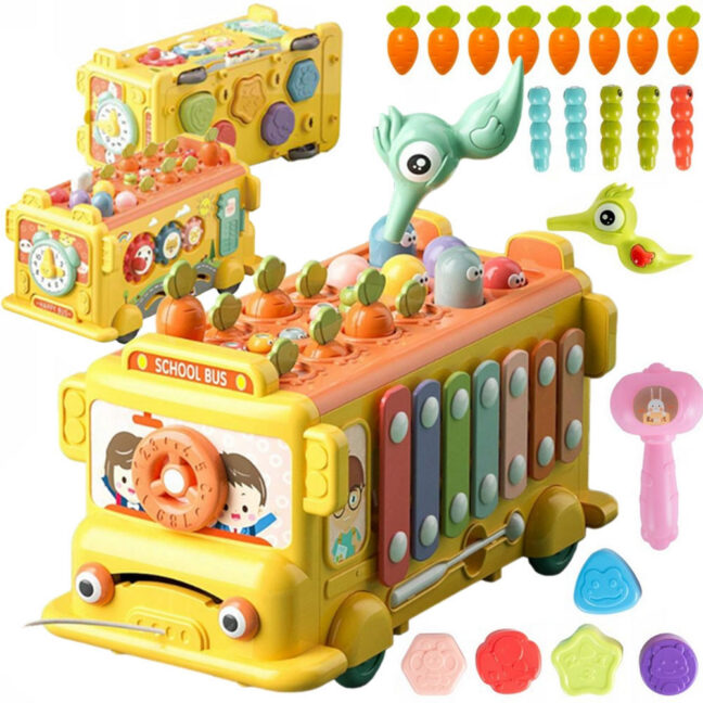 beebi interaktiivne buss 6-ühes – WOOPIE beebi interaktiivne Montessori buss arendav 6-ühes haamer Cymbals +18 m