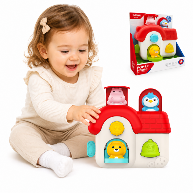 beebi interaktiivne pop-up maja – WOOPIE beebi interaktiivne Pop-Up maja Pop-Up loomad Manipulative mänguasi 18m+