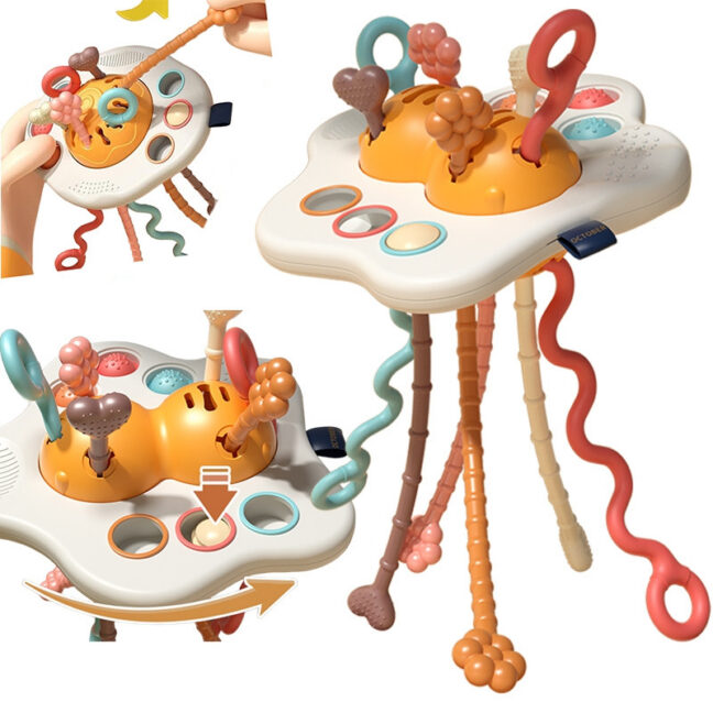 beebi sensoorne teether 51503 – WOOPIE beebi Montessori sensoorne mänguasi Teether kõristi multifunktsionaalne UFO (51503)