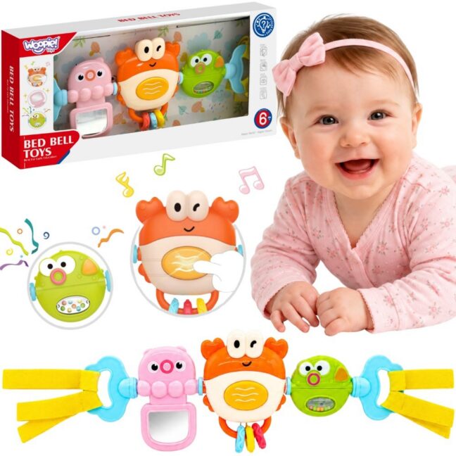 beebi pendant stroller crib – WOOPIE beebi Pendant Stroller Crib sensoorne mängu Crab peegel Fish 6m