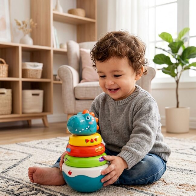 beebi sensoorne dino pyramid – detailvaade