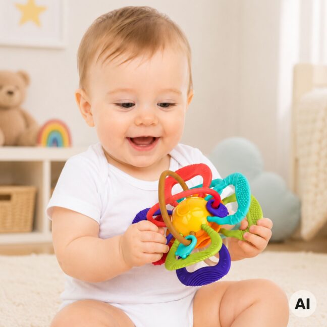 beebi sensoorne pall teether – detailvaade