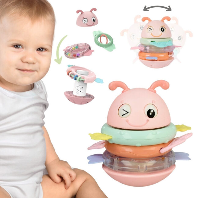 beebi wanka stand 56171 – WOOPIE beebi Wanka Stand Up sensoorne mänguasi 2-ühes kõristi Teether roosa (56171)