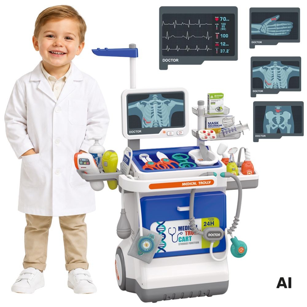 interaktiivne väike arsts trolley – WOOPIE interaktiivne väike arst's Trolley Medical komplekt X-ray 115cm