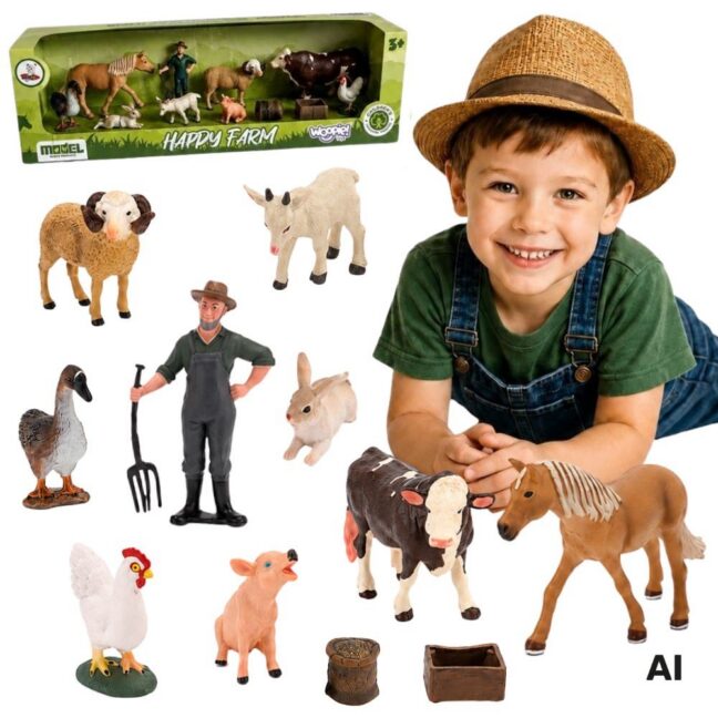 suur talu loomad talunik – WOOPIE suur komplekt talu loomad talunik Figurines tarvikud 3+