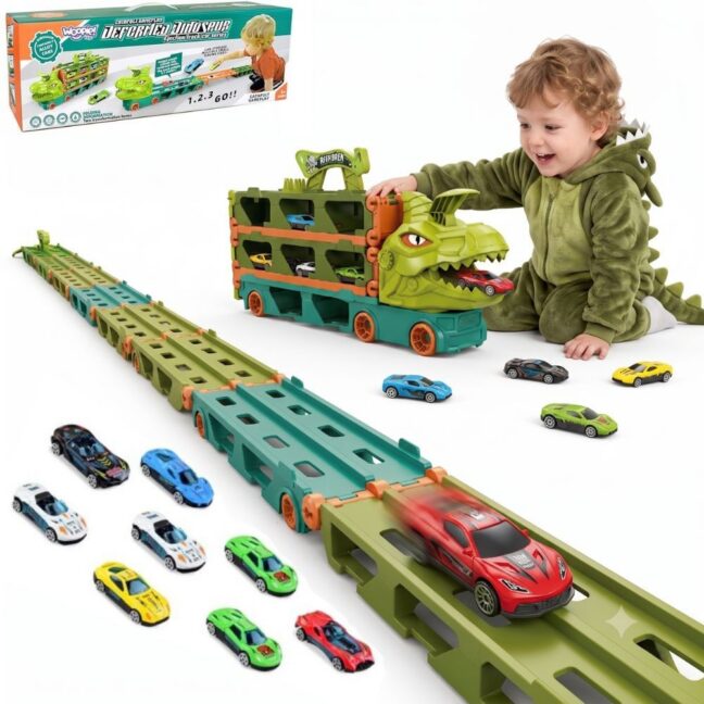 dinosauruserada autodele mäng lapsele – WOOPIE dinosauruserada autodele 2,1 m lastele – arendav mäng lapsele