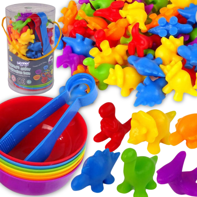 mäng värv sorteerija dinosaurusedsaurs – WOOPIE Montessori arendav mäng värv sorteerija dinosaurusedsaurs 56 tk (46903)